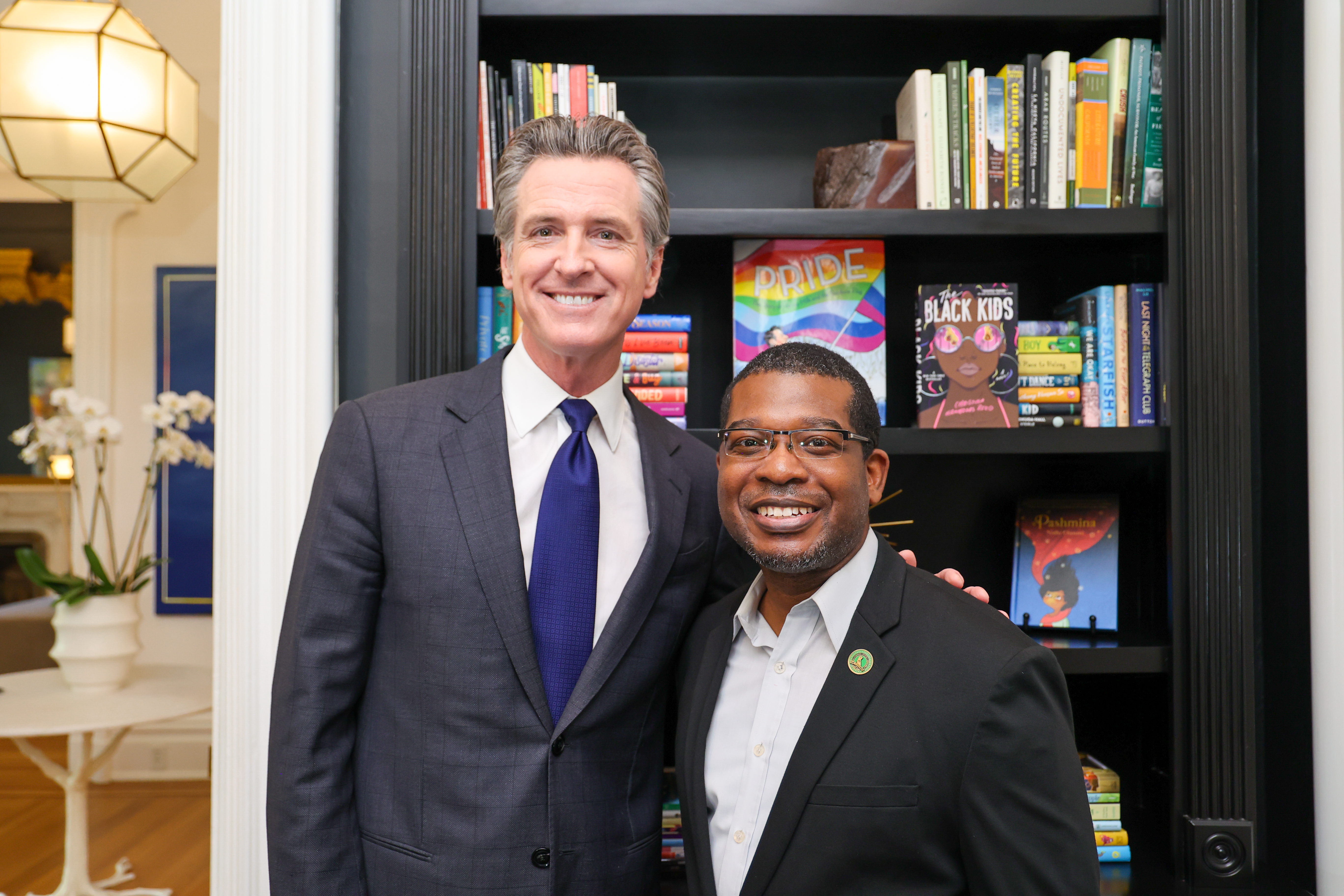Assemblymember Dr. Corey Jackson at bill signing with Governor Newsom on AB 1078