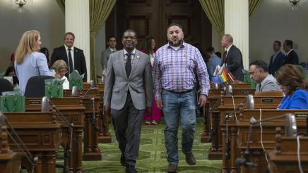 Dr. Jackson escorts Jess Anthony Sanchez on the Assembly Floor